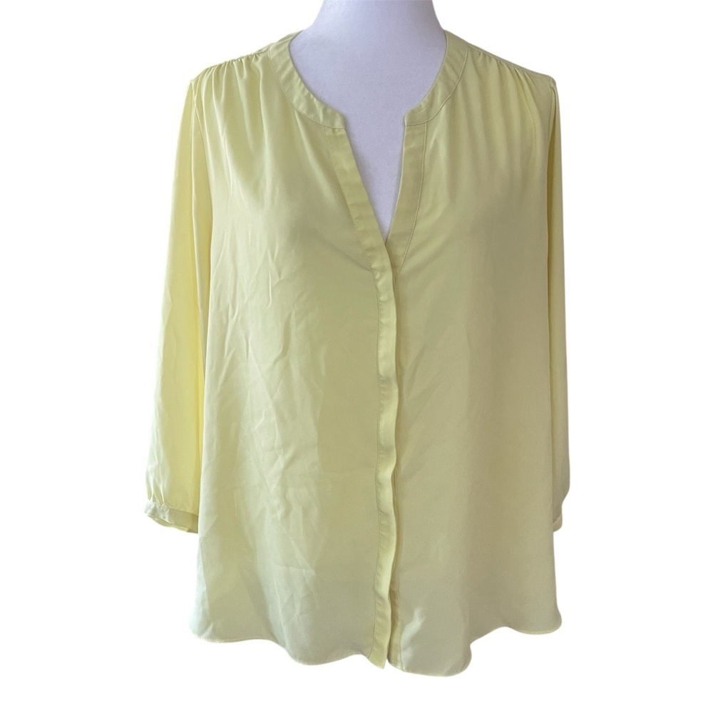 NYDJ Yellow Pintuck Blouse US L